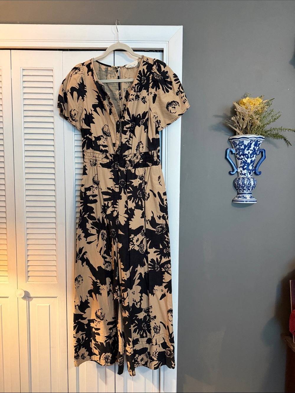 Beige & Black Floral Wide-Leg Somerset Jumpsuit